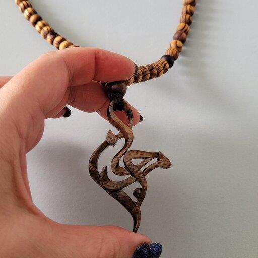 گردنبند اسم مرجان چوبی دستساز چوبی گالری با ارسال رایگان